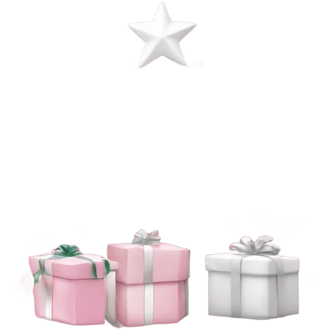 Light pink Christmas gifts under a white Christmas tree  emoji
