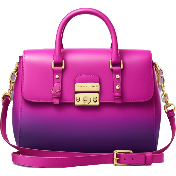 Realistic isolated magenta to purple ombre Michael kors satchel purse.  emoji