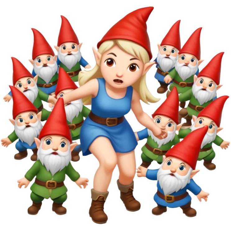 Lady being attacked by many gnomes emoji