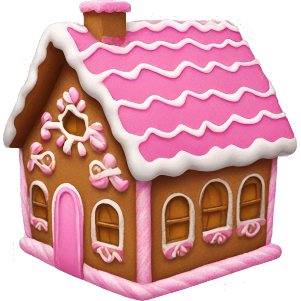 A pink gingerbread house emoji