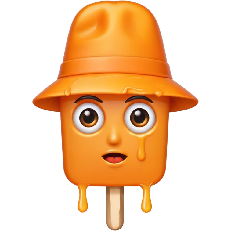 orange popsicle with eyes and hat emoji