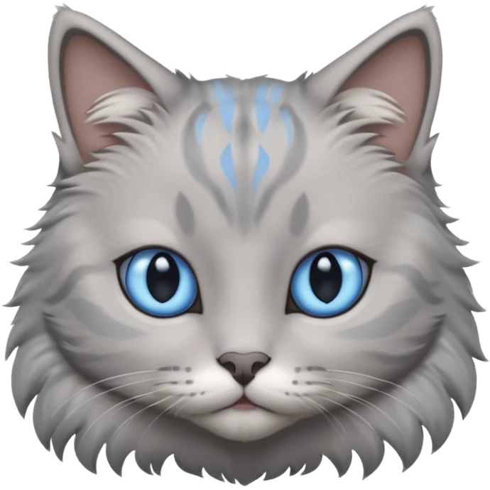 a gray cat with blue eyes on its FOREHEAD emoji