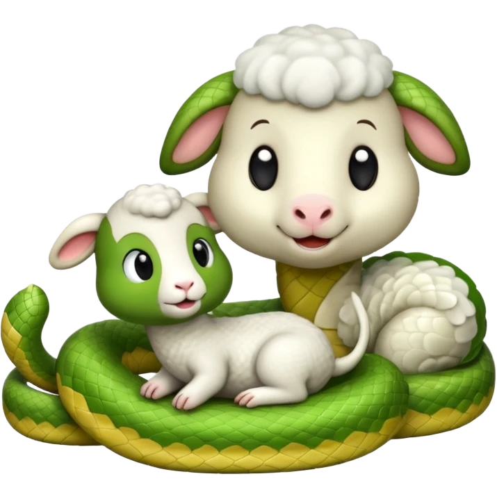Cute snake singing to a little lamb emoji