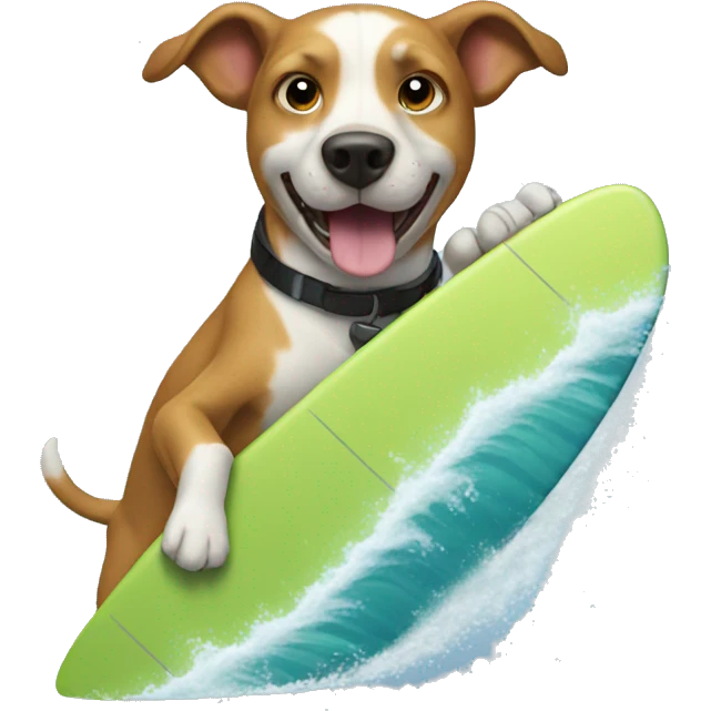Dog doing surf emoji