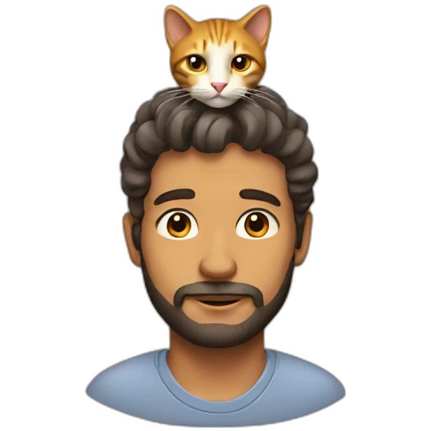man with cat on top of his head emoji