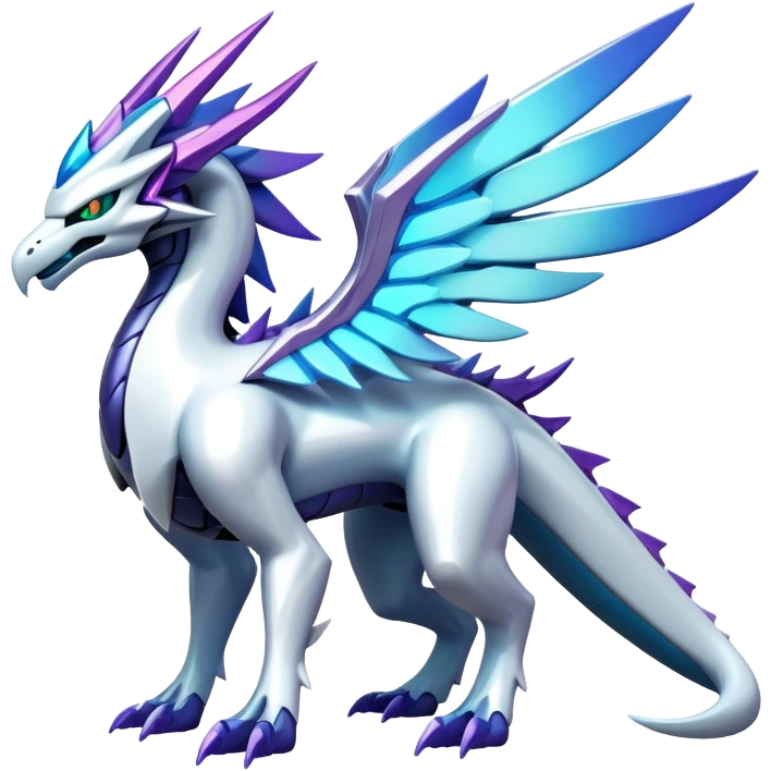 Colorful Futuristic Modern Epic Legendary Shiny Cyber-Suicune-Dialga-Reshiram-Creature, (full body) emoji