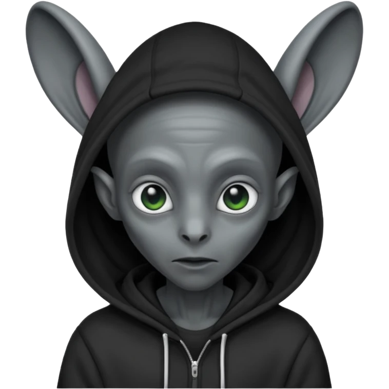 Aliens Dark grey, hoodie, long big ears emoji