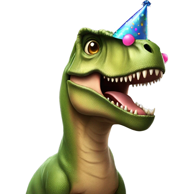 t-rex with party hat emoji