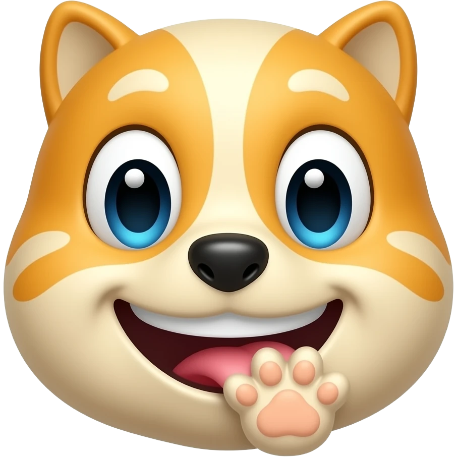 emotikon usmiechietej buzi z łapką w óre emoji