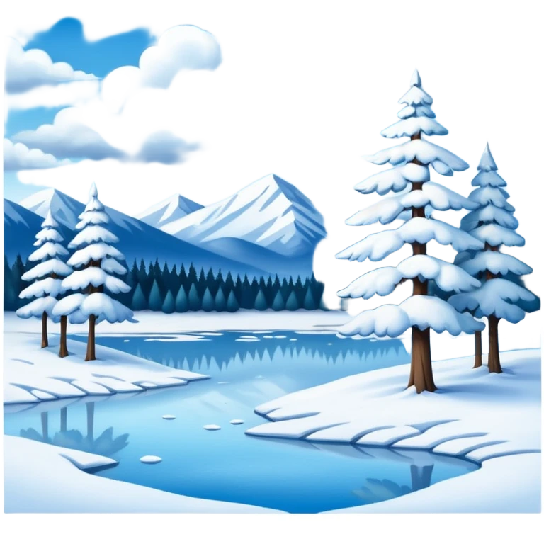 small painting with winter landscape emoji