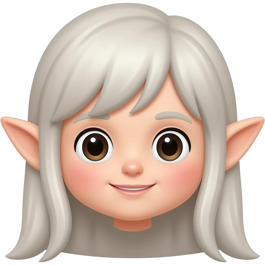 흰색 얼굴의 붉은색 홍조를 하고 있는 엘프 귀를 하고있는 귀여운 만화 이모티콘 emoji
