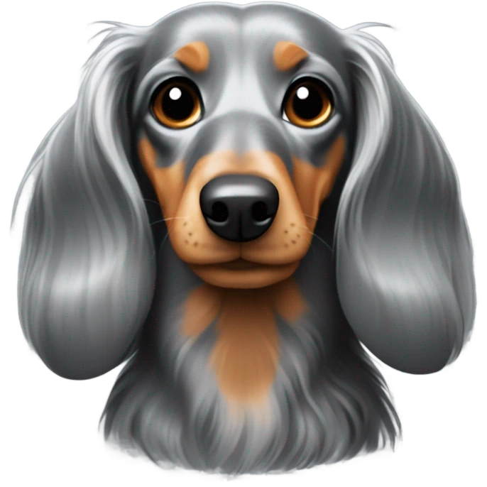 Grey long haired dachshund  emoji