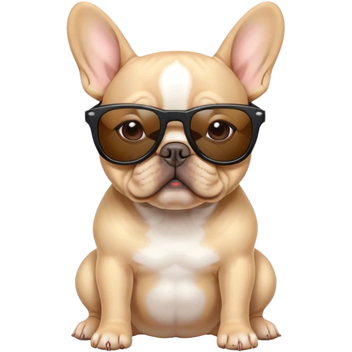 Light Tan French bulldog wearing sunglasses  emoji