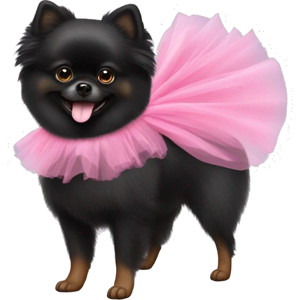 black Pomeranian with a pink tutu  emoji