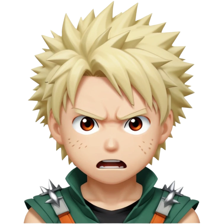 Bakugo Katsuki from My Hero Academia with spiky blonde hair and angry expression emoji
