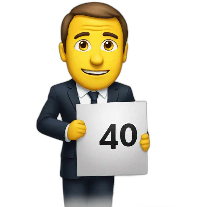 Macron Holding a sign that says 49-3 emoji
