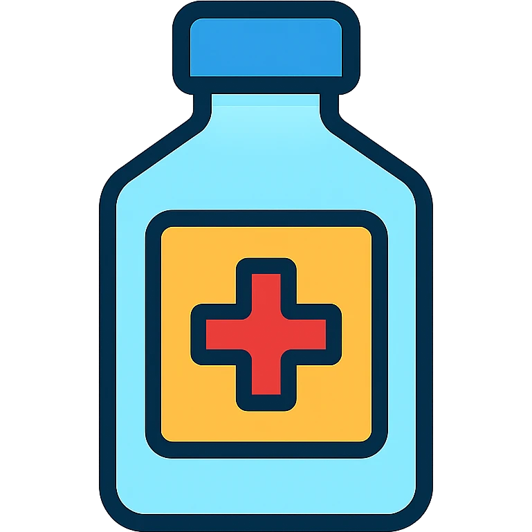 antiseptic bottle with red cross, modern style emoji