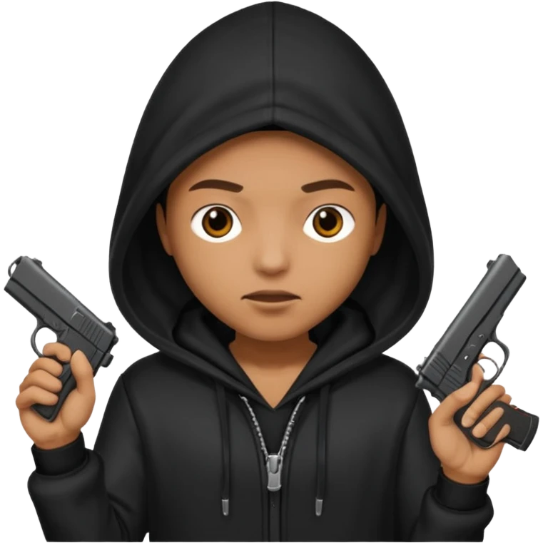 Una persona encapuchada con una pistola emoji