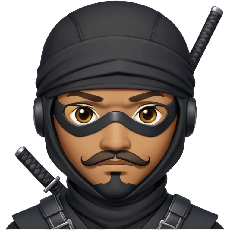african-american ninja mercenary android with mustache and eye-patch emoji