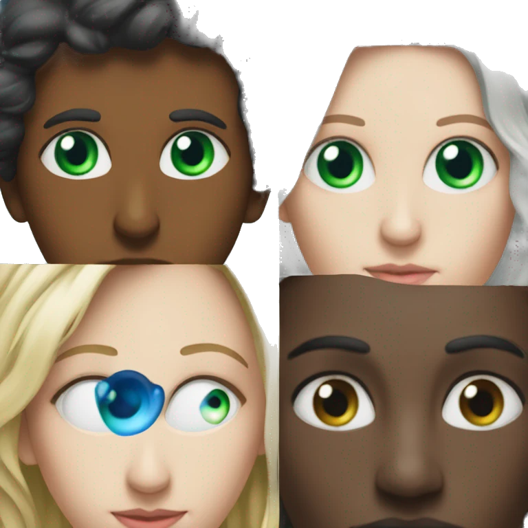 One green eye and one blue eye emoji