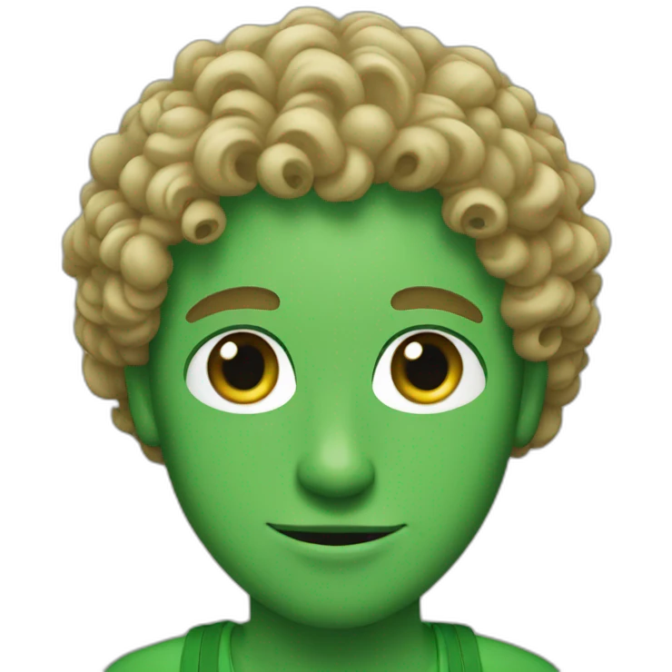 white man with curly hear , green eyes emoji