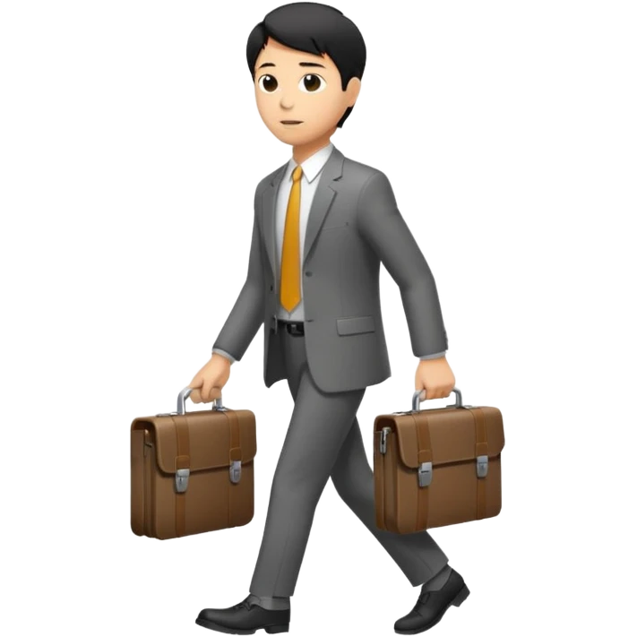 side profile of man walking with wrench in one hand and briefcase in the other emoji