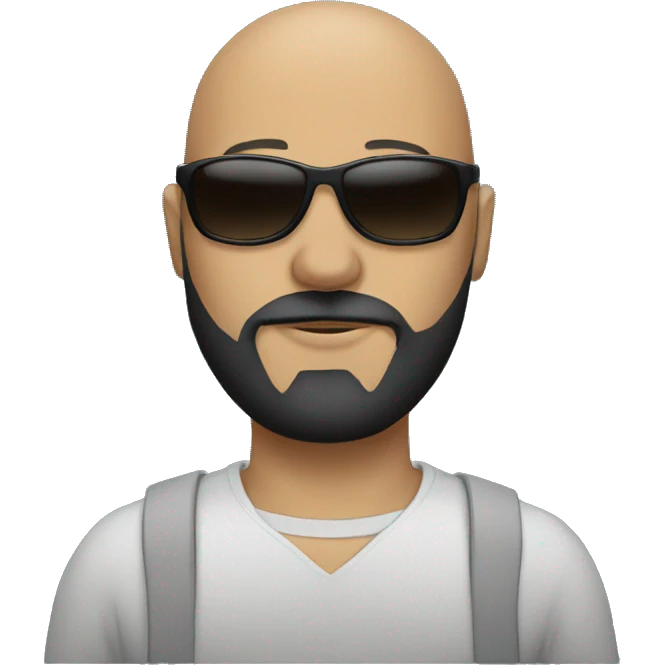 bald man with black beard and sunglasses emoji