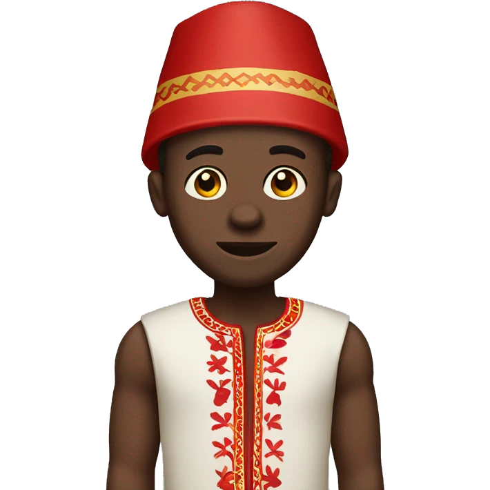Igbo man wearing a red and white traditional Igbo emoji