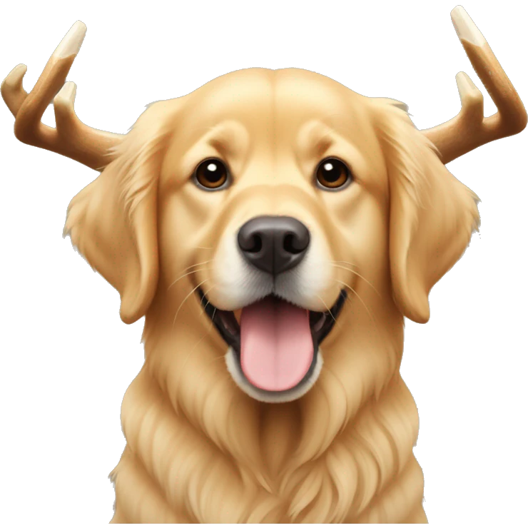 little golden retriver with deer antler  emoji