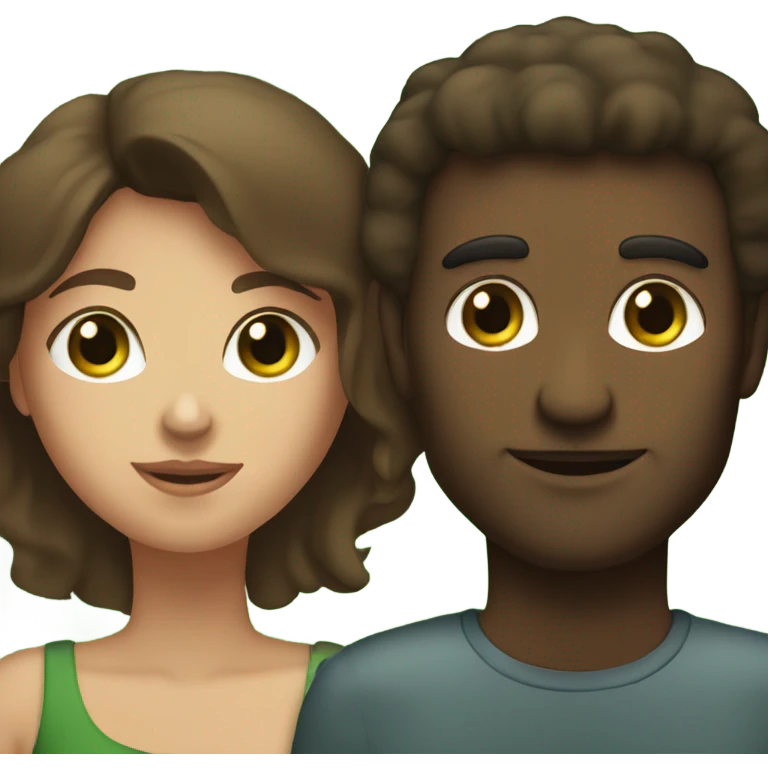 brunette brown eyed woman next to green eyed man emoji