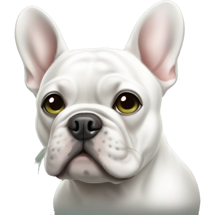 French bulldog white with dark brown and greenish grey eyes emoji