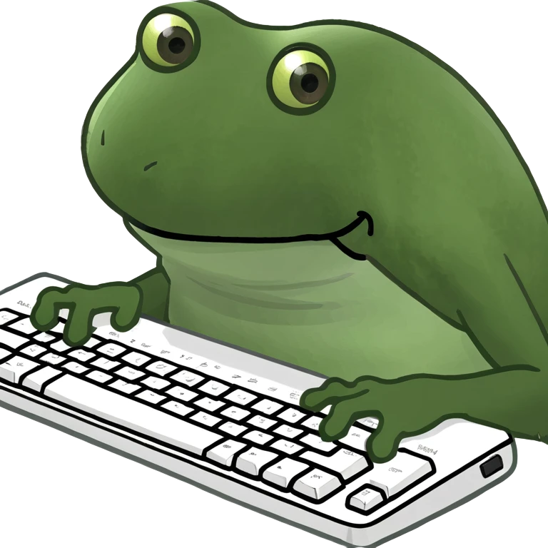 bufo frog meme character typing on a keyboard emoji