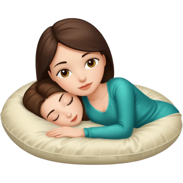 brunette white girl with a silk pillow emoji
