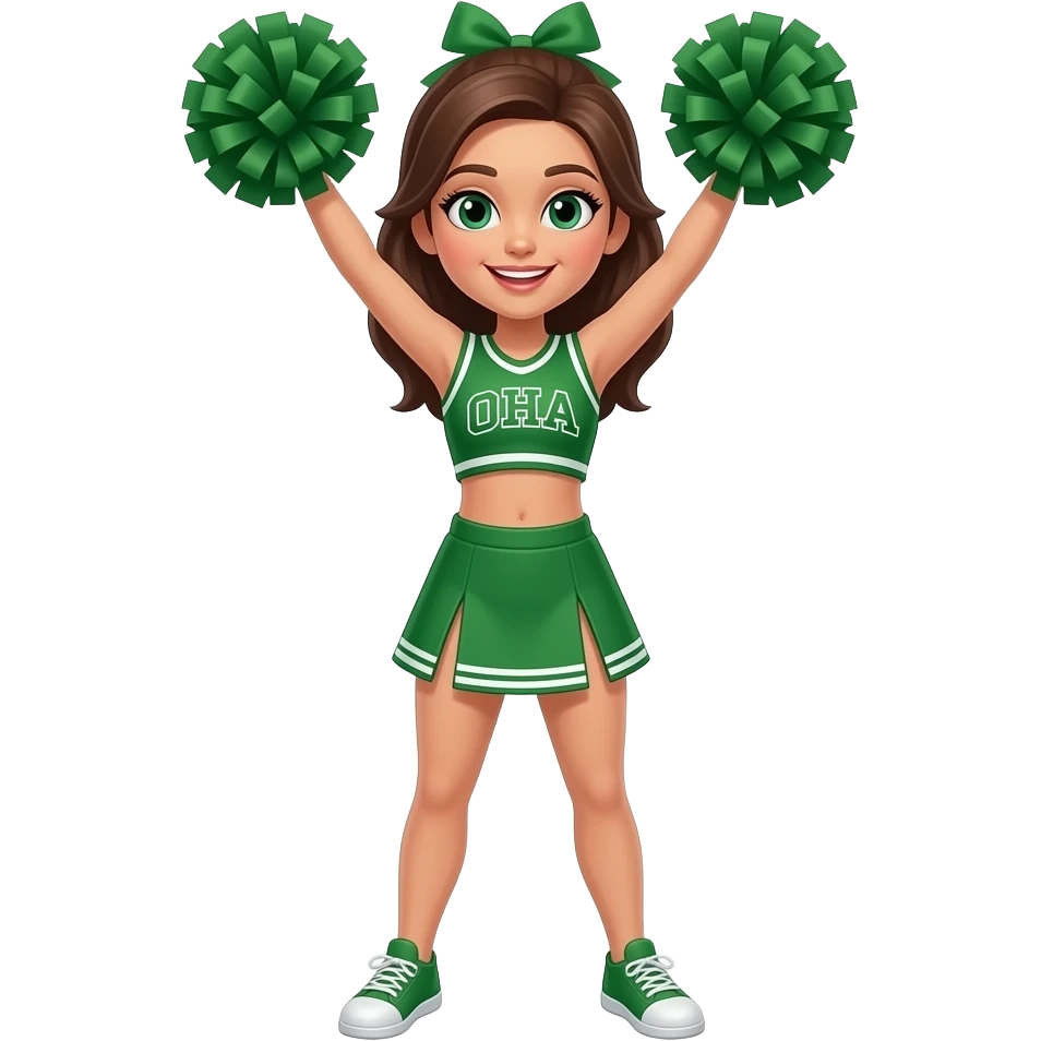 cheer girl in green with hands up emoji