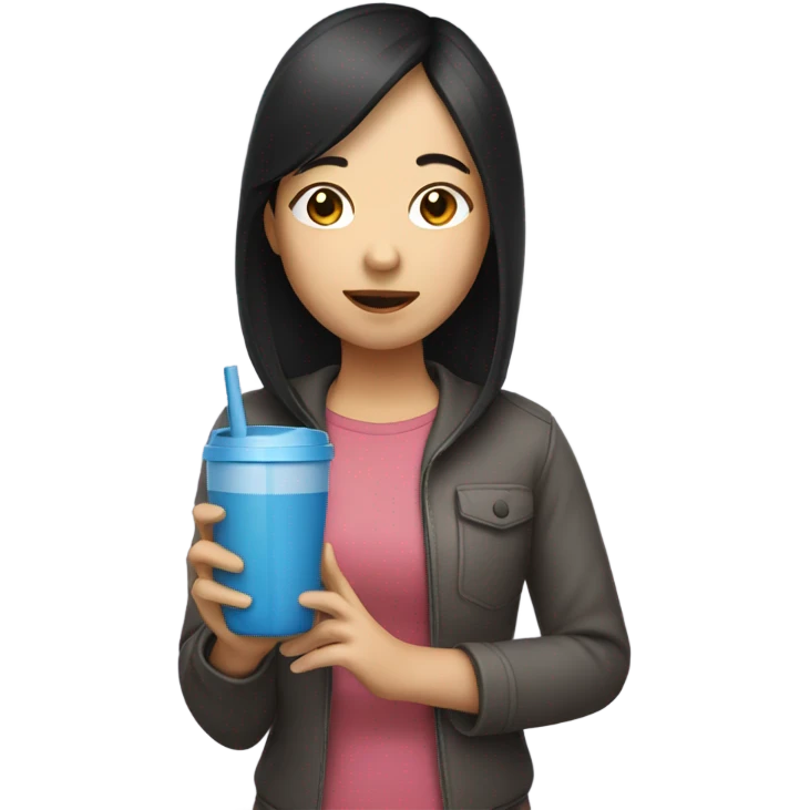 a asian girl with tumbler emoji