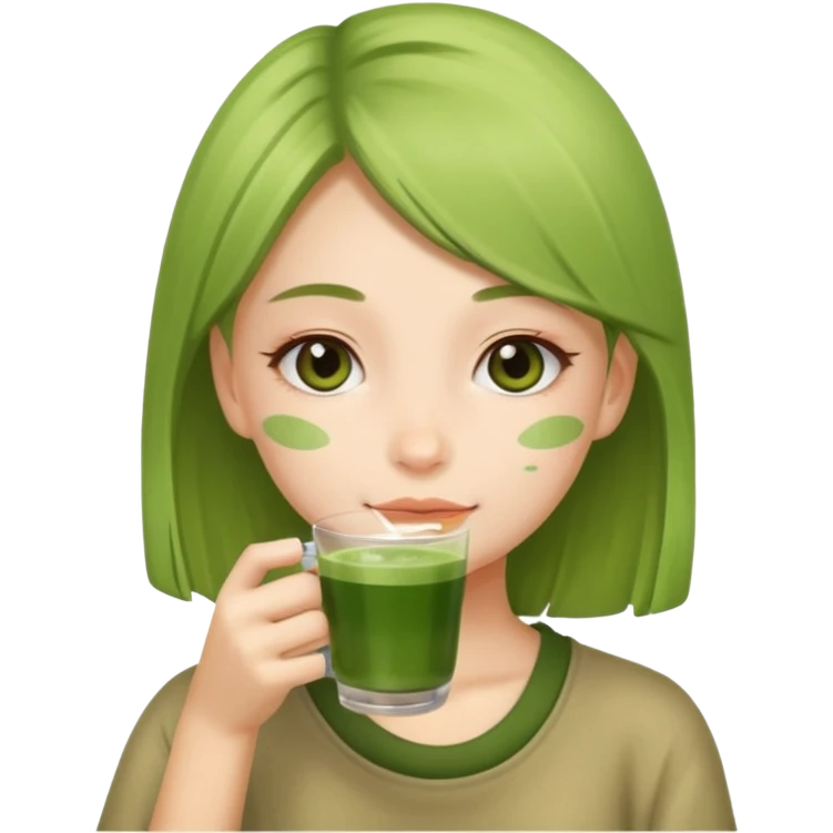 Fille qui boit du matcha  emoji