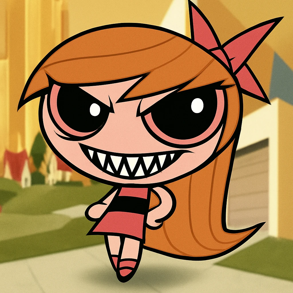Add a scary face with sharper teeth, slightly menacing eyes, and a subtle creepy expression. Keep the picture quality and style exactly the same with no other changes. emoji