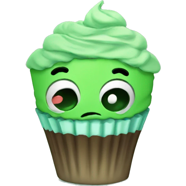 Sad and sick green cupcake emoji