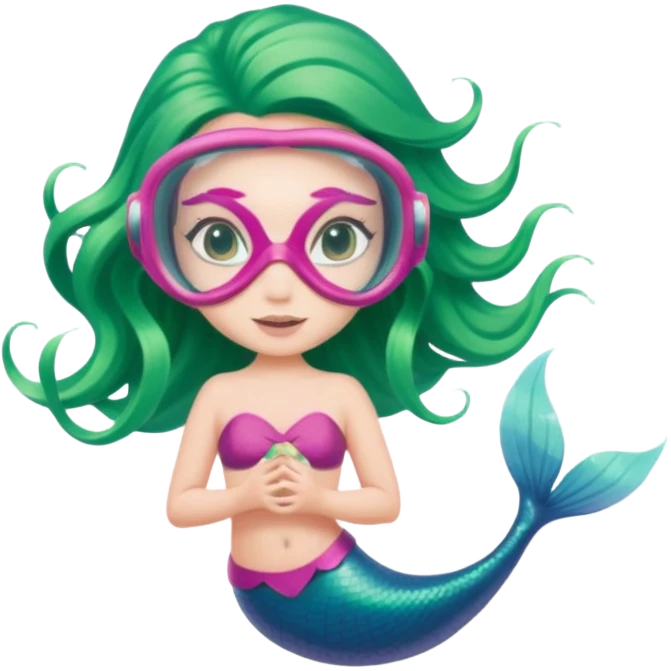 Mermaid wearing a light pink snorkel mask emoji