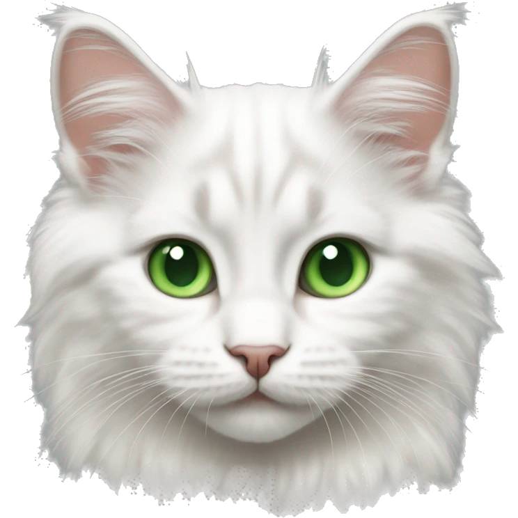 White mainecoon kitten with Green eyes emoji