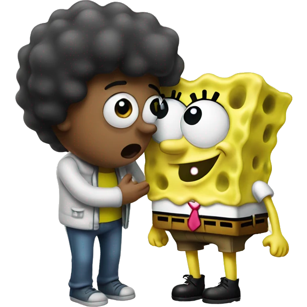 Spongebob receiving a kiss emoji