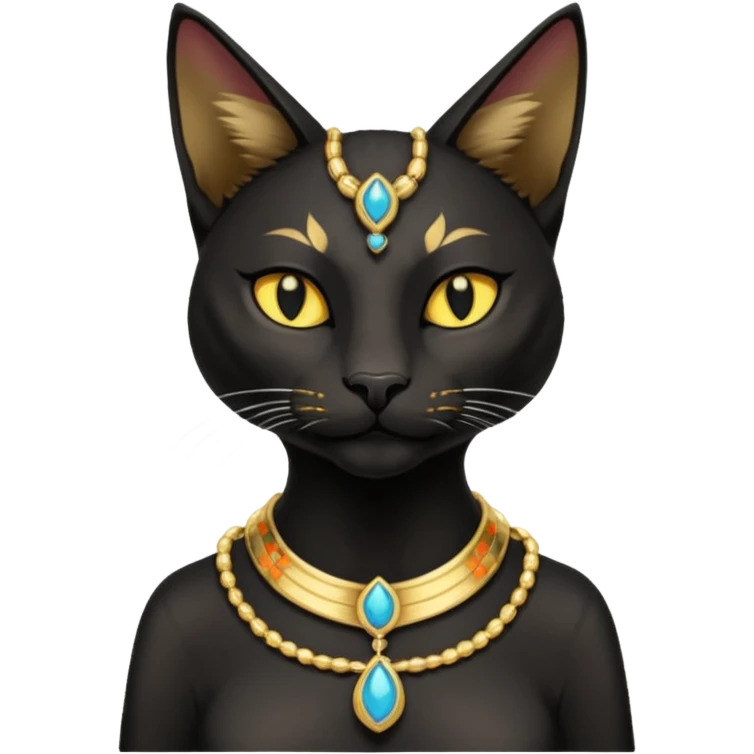 anthropomorphic black-furred Bastet  emoji