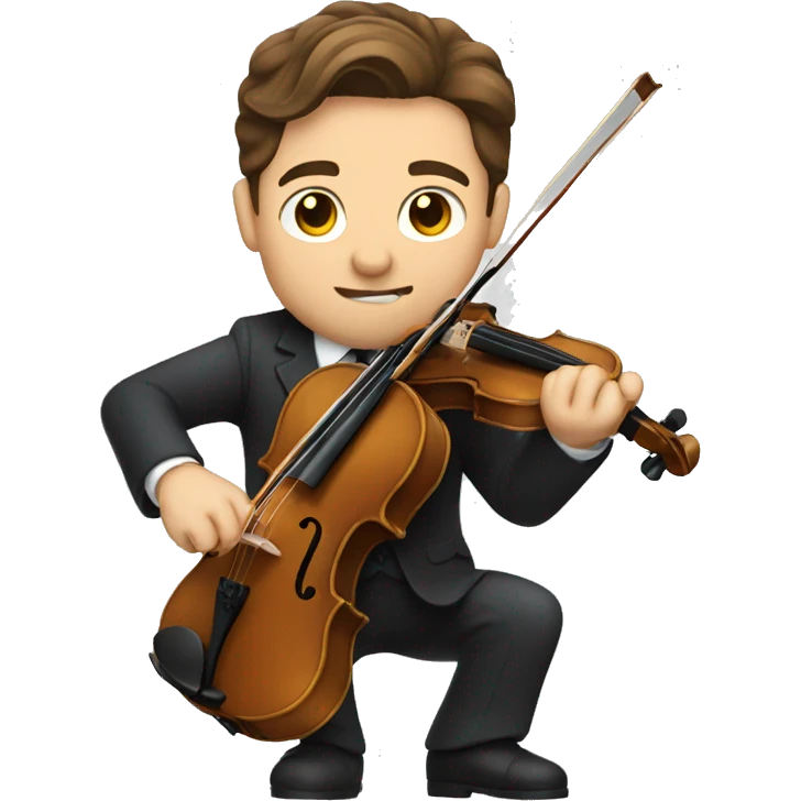 man with brown hair in a suit playing violin  emoji