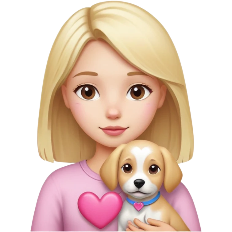 Dog and chill girl blond hair and pink heart  emoji