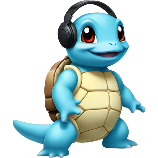 Squirtle listening to music emoji
