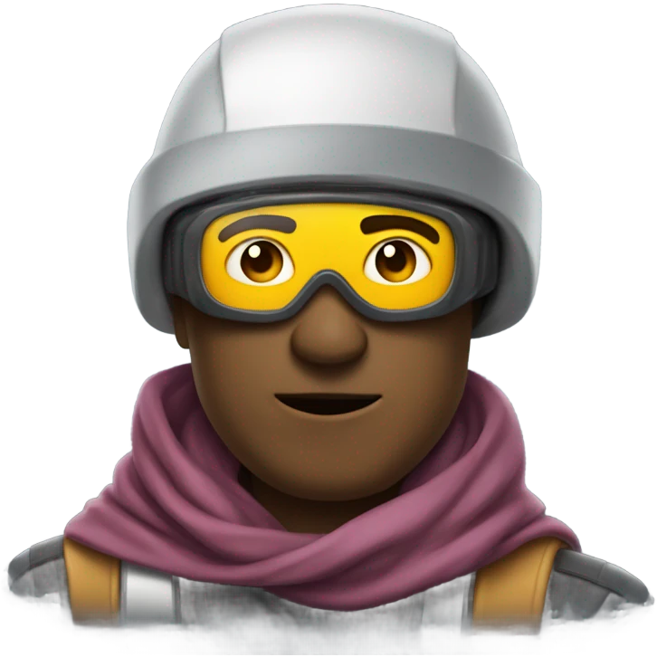 Man with goggles, scarf & helmet emoji