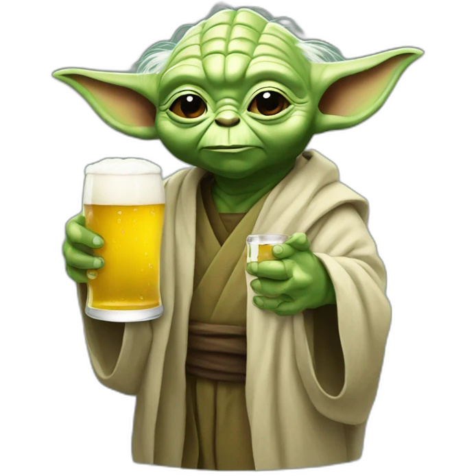 Yoda drinking a beer emoji