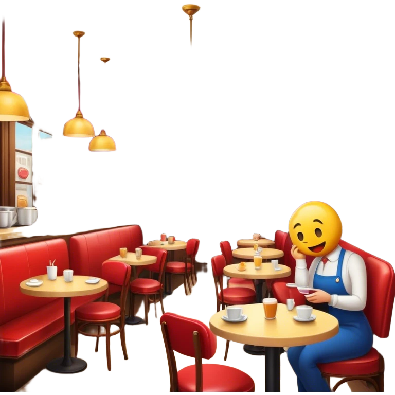 Cinematic Realistic Caf√© Culture Pop Culture Emoji, showcasing a vibrant French caf√© scene rendered with rich textures and warm, inviting lighting. emoji