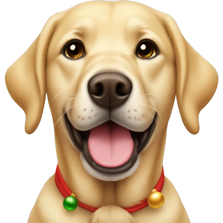 golden labrador with a santa hat emoji
