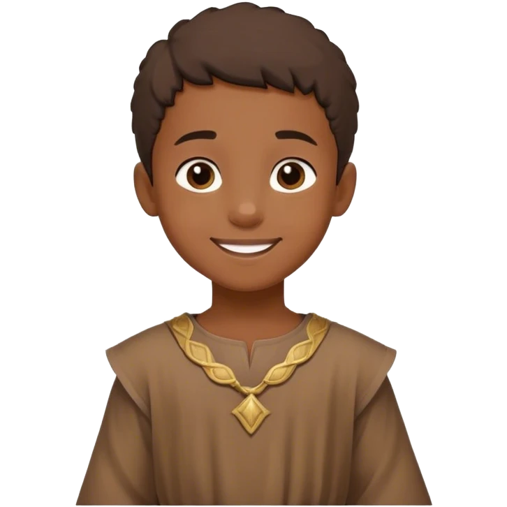 smiling painter boy 14th century with simple brown tunic emoji
